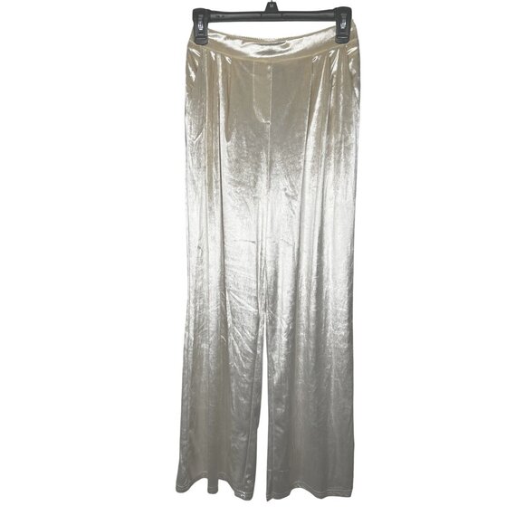 Christian Lacroix Pants - Christian Lacroix Womens XS Velvet Wide-Leg Pants Champagne Cream